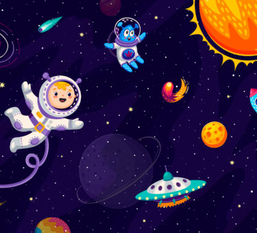 Kartoon Kind Astronaut, Alien, Rakete, Universum, All